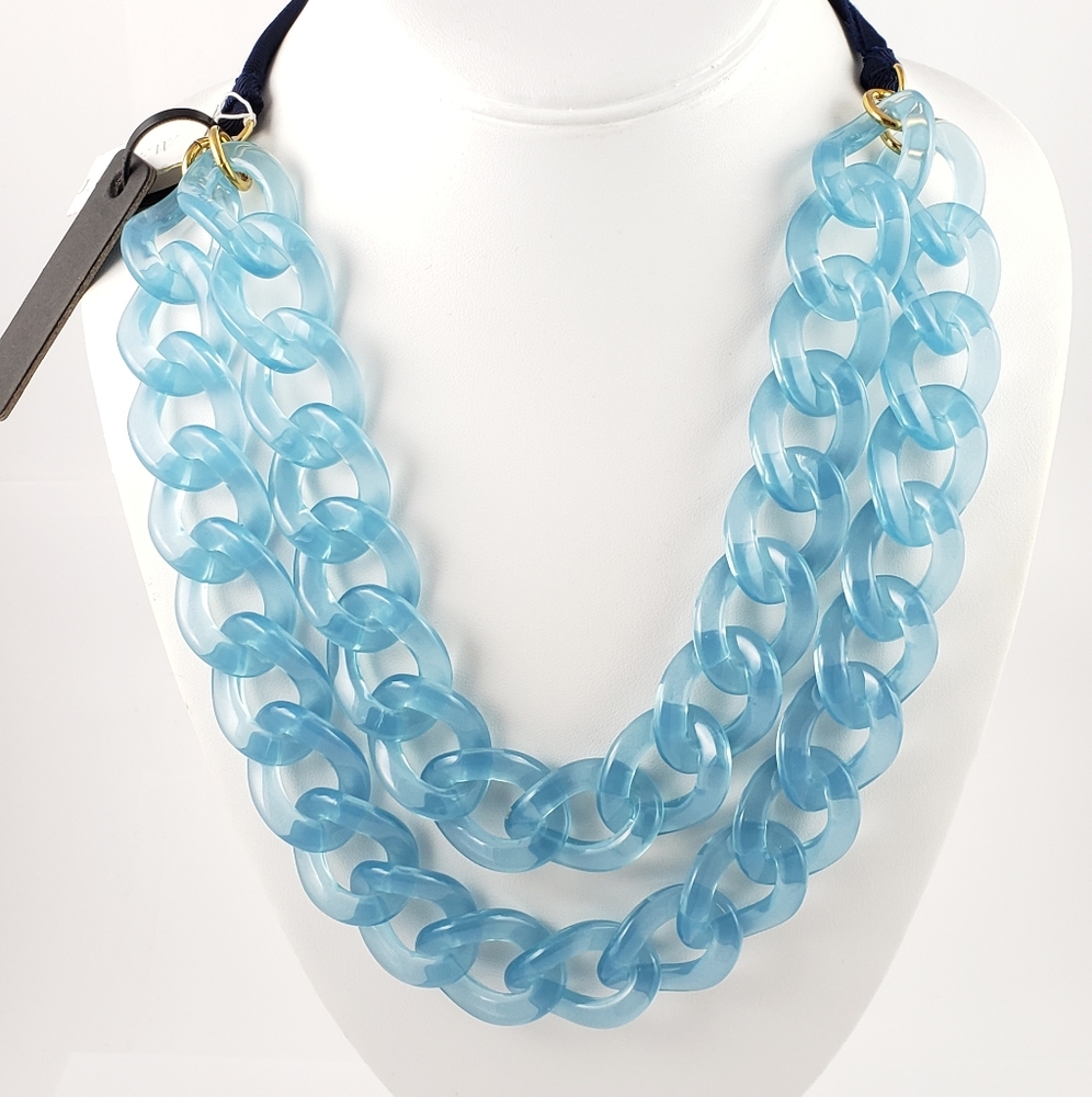 J. Crew Necklace Acrylic Open Links Pale Blue